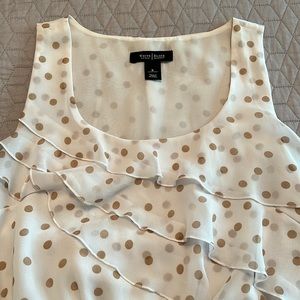 White House Black Market polka pot sheer tank top